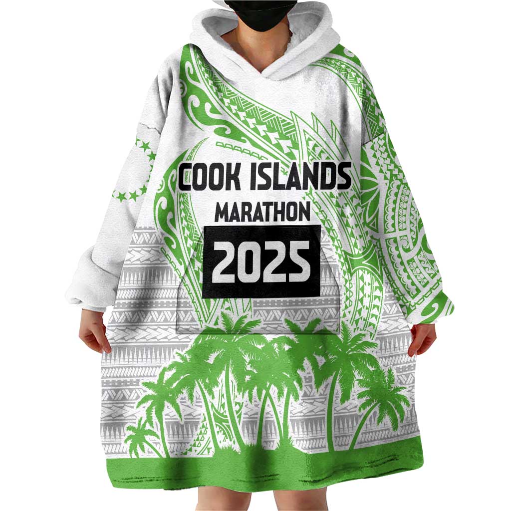 Cook Islands Marathon 2025-Pursuit in Paradise Wearable Blanket Hoodie Green Color