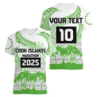 Cook Islands Marathon 2025-Pursuit in Paradise Women V-Neck T-Shirt Green Color LT03 - Polynesian Pride