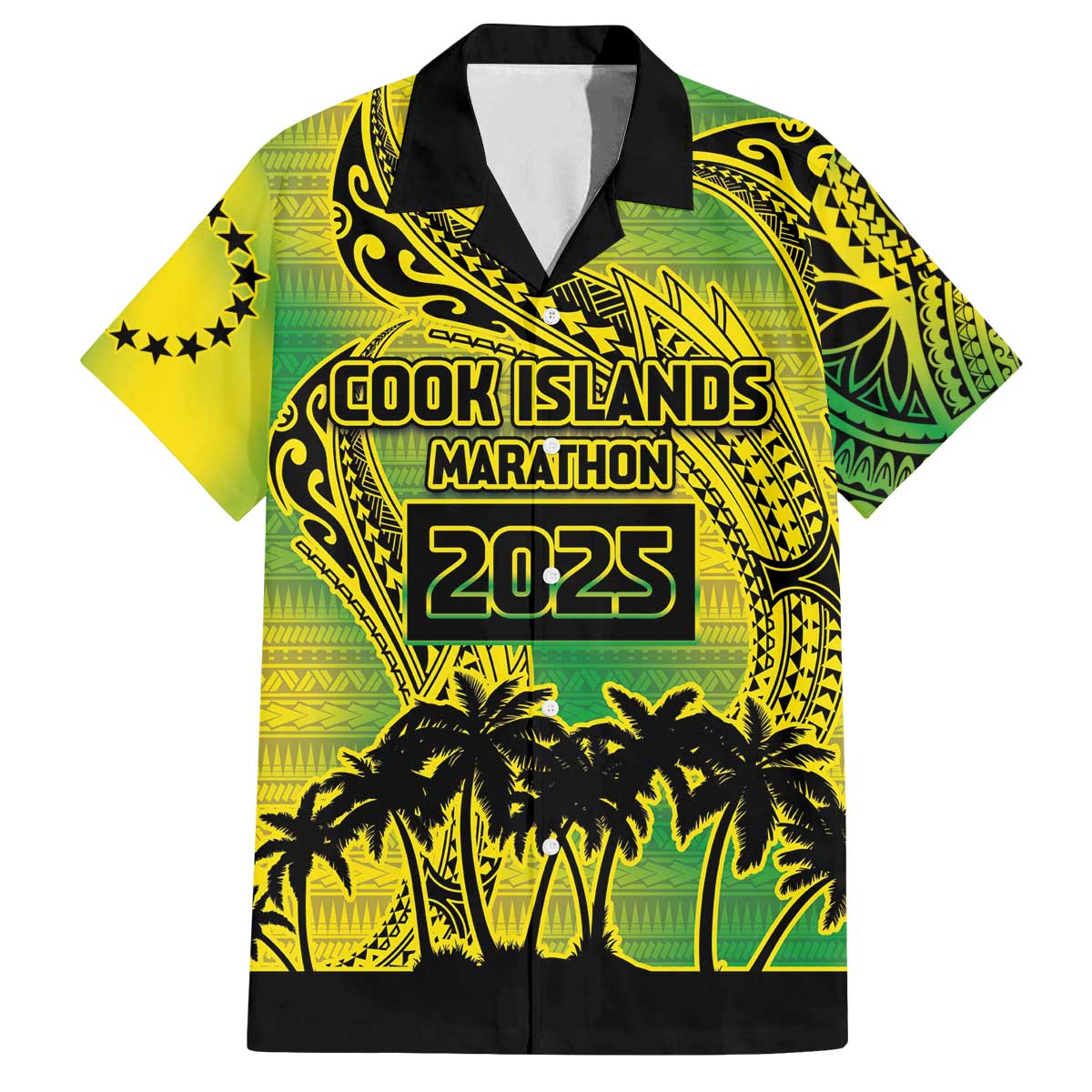 Cook Islands Marathon 2025-Pursuit in Paradise Family Matching Off The Shoulder Long Sleeve Dress and Hawaiian Shirt Special Edition LT03 Dad's Shirt - Short Sleeve Yellow-Green - Polynesian Pride