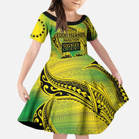 Cook Islands Marathon 2025-Pursuit in Paradise Family Matching Puletasi and Hawaiian Shirt Special Edition LT03 Daughter's Dress Yellow-Green - Polynesian Pride