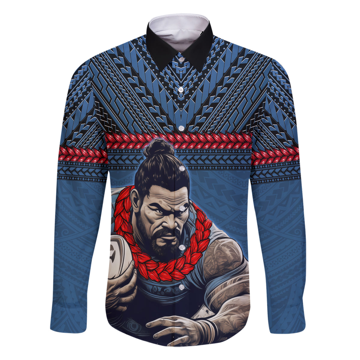 Custom Toa Samoa Rugby Family Matching Short Sleeve Bodycon Dress and Hawaiian Shirt Samoan Warrior Ula Fala Tribal Pattern LT03