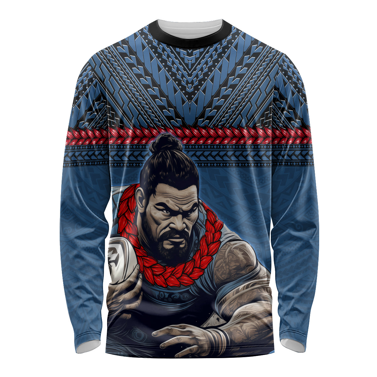 Custom Toa Samoa Rugby Long Sleeve Shirt Samoan Warrior Ula Fala Tribal Pattern LT03