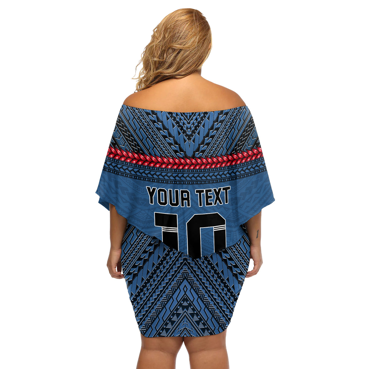 Custom Toa Samoa Rugby Off Shoulder Short Dress Samoan Warrior Ula Fala Tribal Pattern LT03