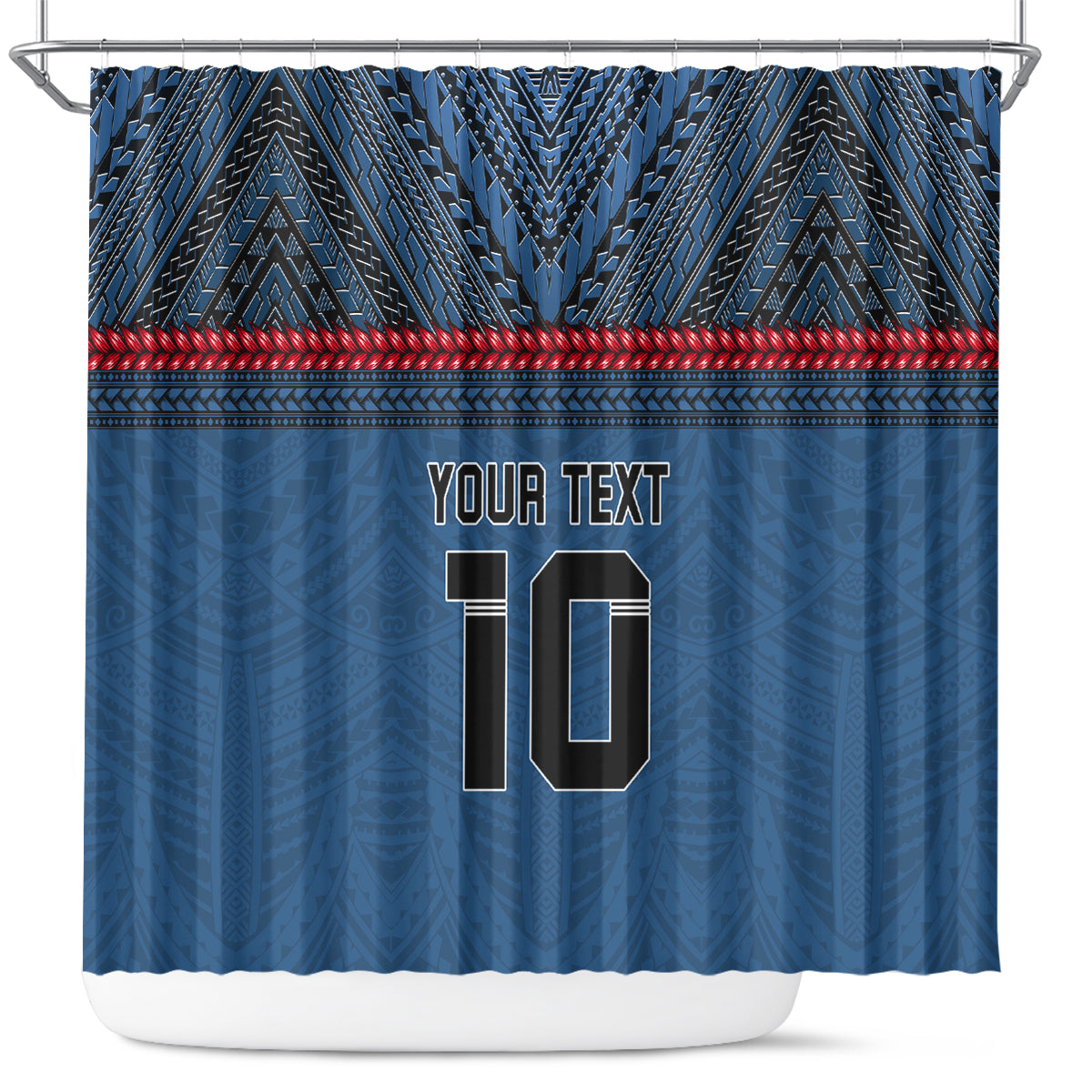 Custom Toa Samoa Rugby Shower Curtain Samoan Warrior Ula Fala Tribal Pattern