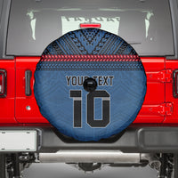 Custom Toa Samoa Rugby Spare Tire Cover Samoan Warrior Ula Fala Tribal Pattern
