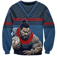 Custom Toa Samoa Rugby Sweatshirt Samoan Warrior Ula Fala Tribal Pattern LT03