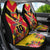 Custom Papua New Guinea Rugby Car Seat Cover Bird of Paradise and Hibiscus Polynesian Pattern Yellow Color