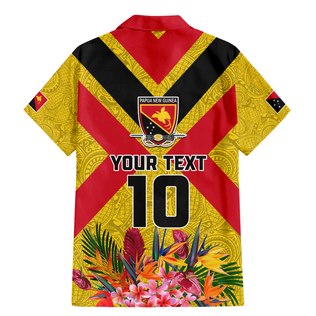 Custom Papua New Guinea Rugby Family Matching Mermaid Dress and Hawaiian Shirt Bird of Paradise and Hibiscus Polynesian Pattern Yellow Color LT03 - Polynesian Pride