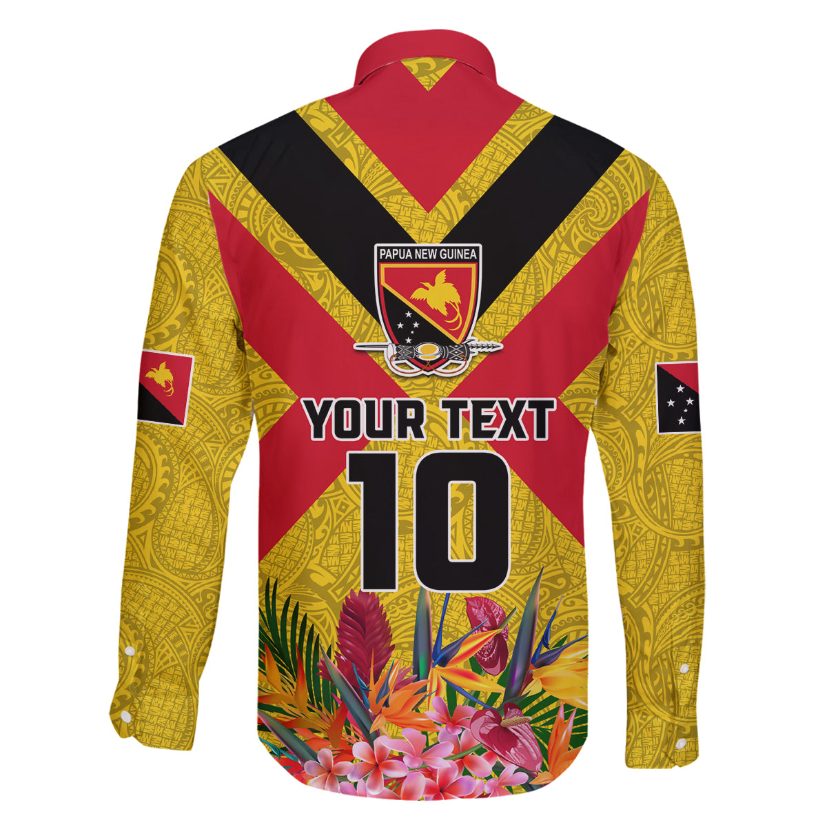 Custom Papua New Guinea Rugby Family Matching Mermaid Dress and Hawaiian Shirt Bird of Paradise and Hibiscus Polynesian Pattern Yellow Color LT03 - Polynesian Pride
