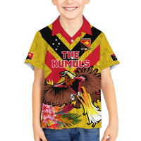 Custom Papua New Guinea Rugby Family Matching Puletasi and Hawaiian Shirt Bird of Paradise and Hibiscus Polynesian Pattern Yellow Color LT03 Son's Shirt Yellow - Polynesian Pride