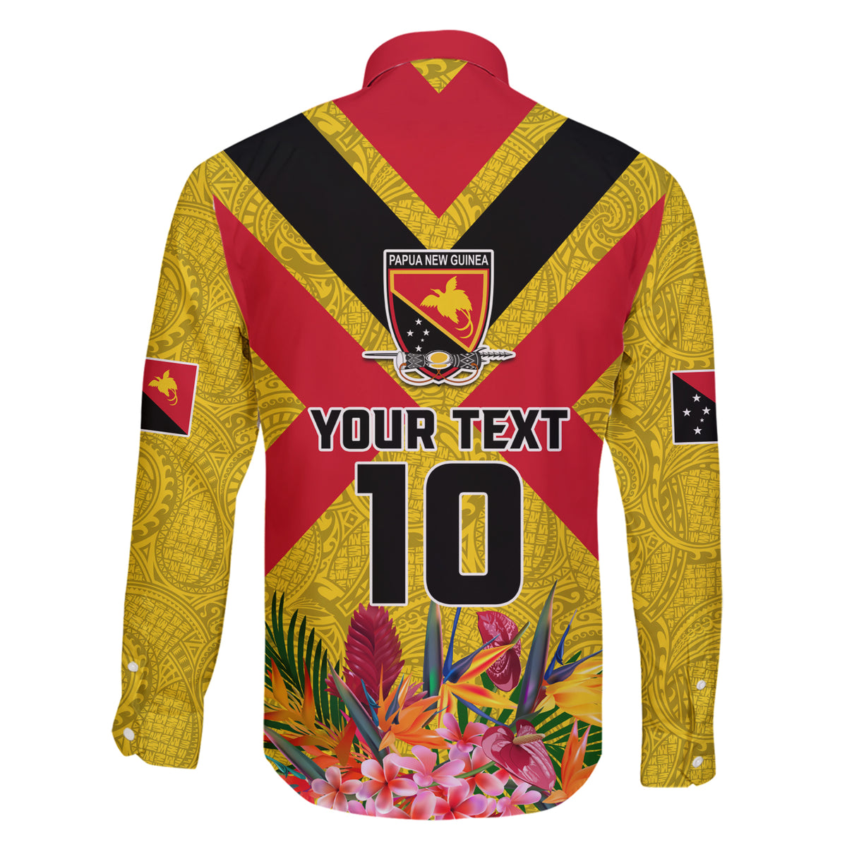Custom Papua New Guinea Rugby Family Matching Short Sleeve Bodycon Dress and Hawaiian Shirt Bird of Paradise and Hibiscus Polynesian Pattern Yellow Color LT03