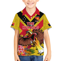 Custom Papua New Guinea Rugby Family Matching Short Sleeve Bodycon Dress and Hawaiian Shirt Bird of Paradise and Hibiscus Polynesian Pattern Yellow Color LT03