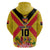 Custom Papua New Guinea Rugby Hoodie Bird of Paradise and Hibiscus Polynesian Pattern Yellow Color LT03