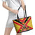 Custom Papua New Guinea Rugby Leather Tote Bag Bird of Paradise and Hibiscus Polynesian Pattern Yellow Color