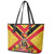 Custom Papua New Guinea Rugby Leather Tote Bag Bird of Paradise and Hibiscus Polynesian Pattern Yellow Color