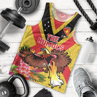Custom Papua New Guinea Rugby Men Tank Top Bird of Paradise and Hibiscus Polynesian Pattern Yellow Color LT03