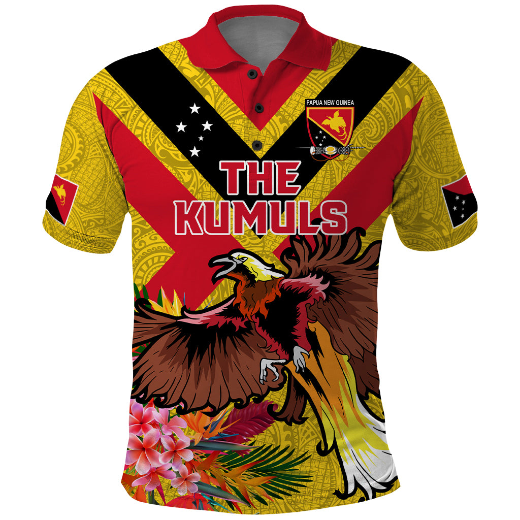 Custom Papua New Guinea Rugby Polo Shirt Bird of Paradise and Hibiscus Polynesian Pattern Yellow Color LT03 Yellow - Polynesian Pride