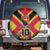 Custom Papua New Guinea Rugby Spare Tire Cover Bird of Paradise and Hibiscus Polynesian Pattern Yellow Color