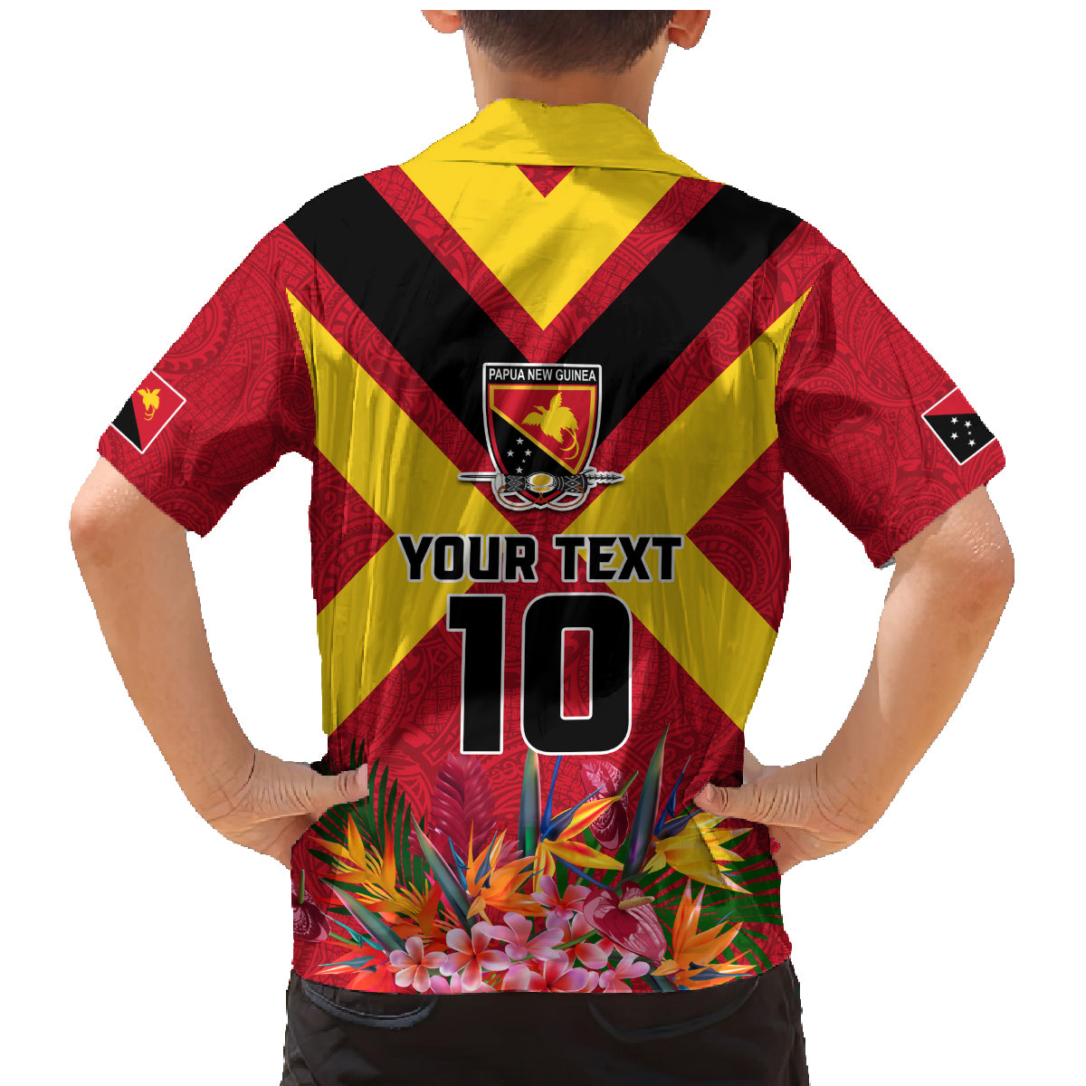 Custom Papua New Guinea Rugby Family Matching Mermaid Dress and Hawaiian Shirt Bird of Paradise and Hibiscus Polynesian Pattern Red Color LT03 - Polynesian Pride