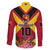 Custom Papua New Guinea Rugby Family Matching Mermaid Dress and Hawaiian Shirt Bird of Paradise and Hibiscus Polynesian Pattern Red Color LT03