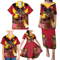 Custom Papua New Guinea Rugby Family Matching Puletasi and Hawaiian Shirt Bird of Paradise and Hibiscus Polynesian Pattern Red Color LT03 - Polynesian Pride
