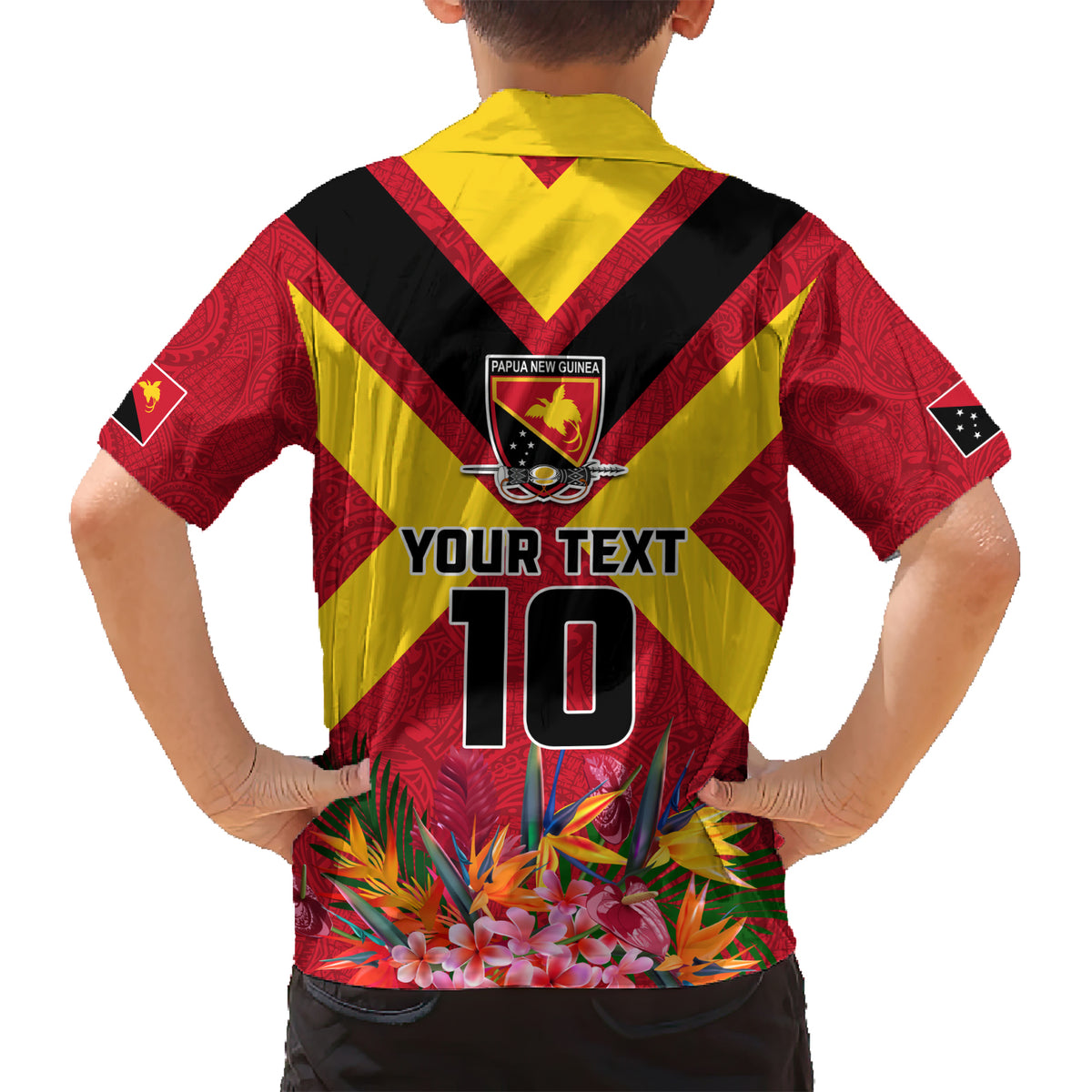 Custom Papua New Guinea Rugby Family Matching Short Sleeve Bodycon Dress and Hawaiian Shirt Bird of Paradise and Hibiscus Polynesian Pattern Red Color LT03 - Polynesian Pride