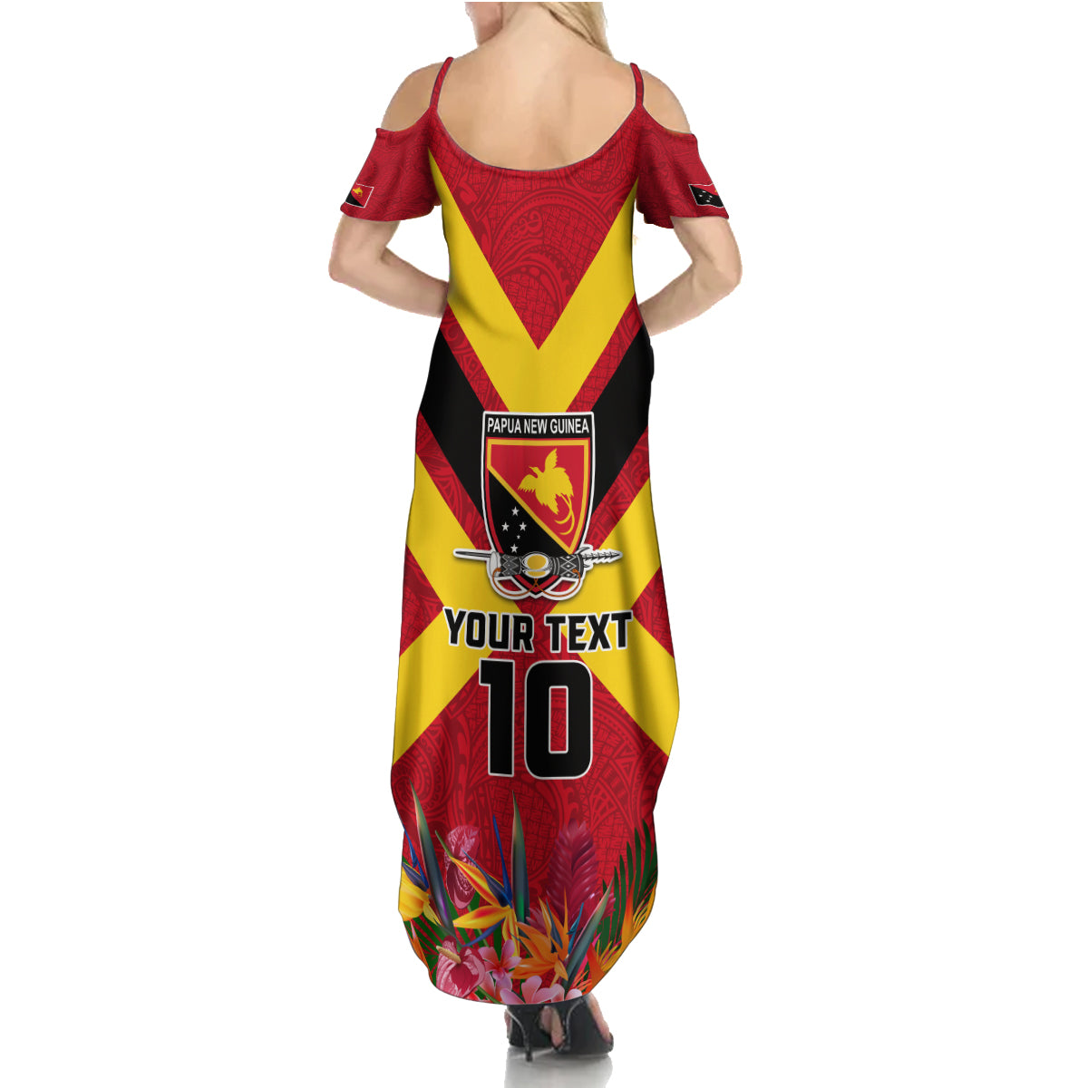 Custom Papua New Guinea Rugby Family Matching Summer Maxi Dress and Hawaiian Shirt Bird of Paradise and Hibiscus Polynesian Pattern Red Color LT03