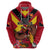 Custom Papua New Guinea Rugby Hoodie Bird of Paradise and Hibiscus Polynesian Pattern Red Color LT03