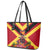 Custom Papua New Guinea Rugby Leather Tote Bag Bird of Paradise and Hibiscus Polynesian Pattern Red Color