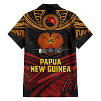 Papua New Guinea Bird-of-Paradise Family Matching Off Shoulder Short Dress and Hawaiian Shirt Coat of Arms and Tribal Patterns LT03 - Polynesian Pride