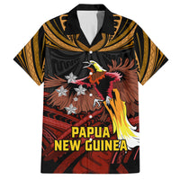 Papua New Guinea Bird-of-Paradise Family Matching Puletasi and Hawaiian Shirt Coat of Arms and Tribal Patterns LT03 Dad's Shirt - Short Sleeve Black - Polynesian Pride