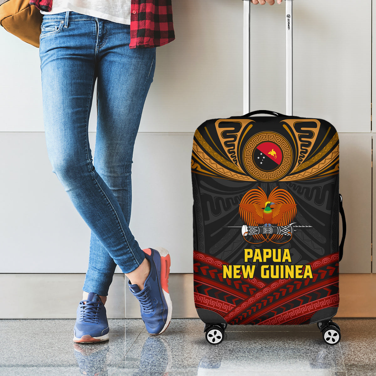 Papua New Guinea Bird-of-Paradise Luggage Cover Coat of Arms and Tribal Patterns LT03 - Polynesian Pride