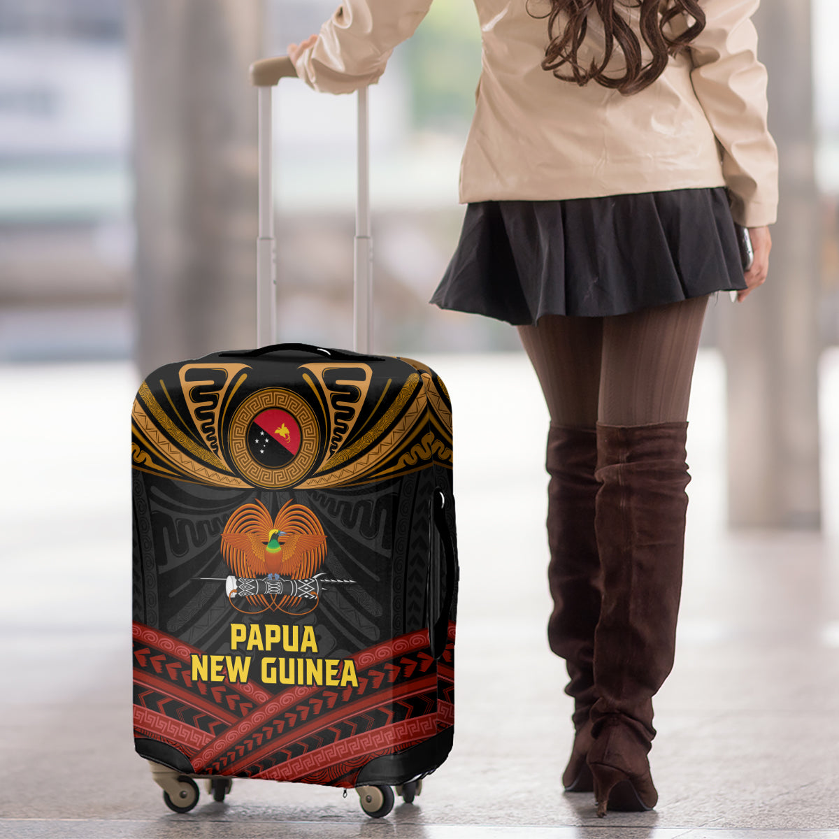 Papua New Guinea Bird-of-Paradise Luggage Cover Coat of Arms and Tribal Patterns LT03 - Polynesian Pride