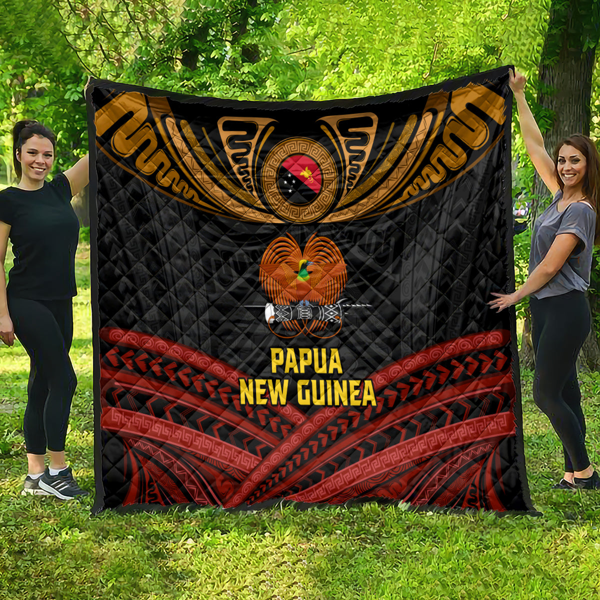 Papua New Guinea Bird-of-Paradise Quilt Coat of Arms and Tribal Patterns