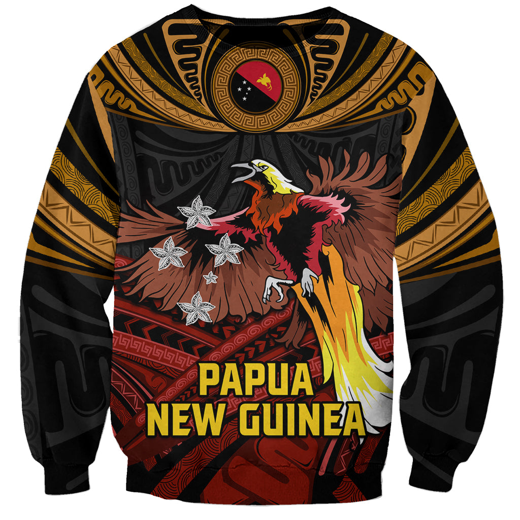Papua New Guinea Bird-of-Paradise Sweatshirt Coat of Arms and Tribal Patterns LT03 Unisex Black - Polynesian Pride