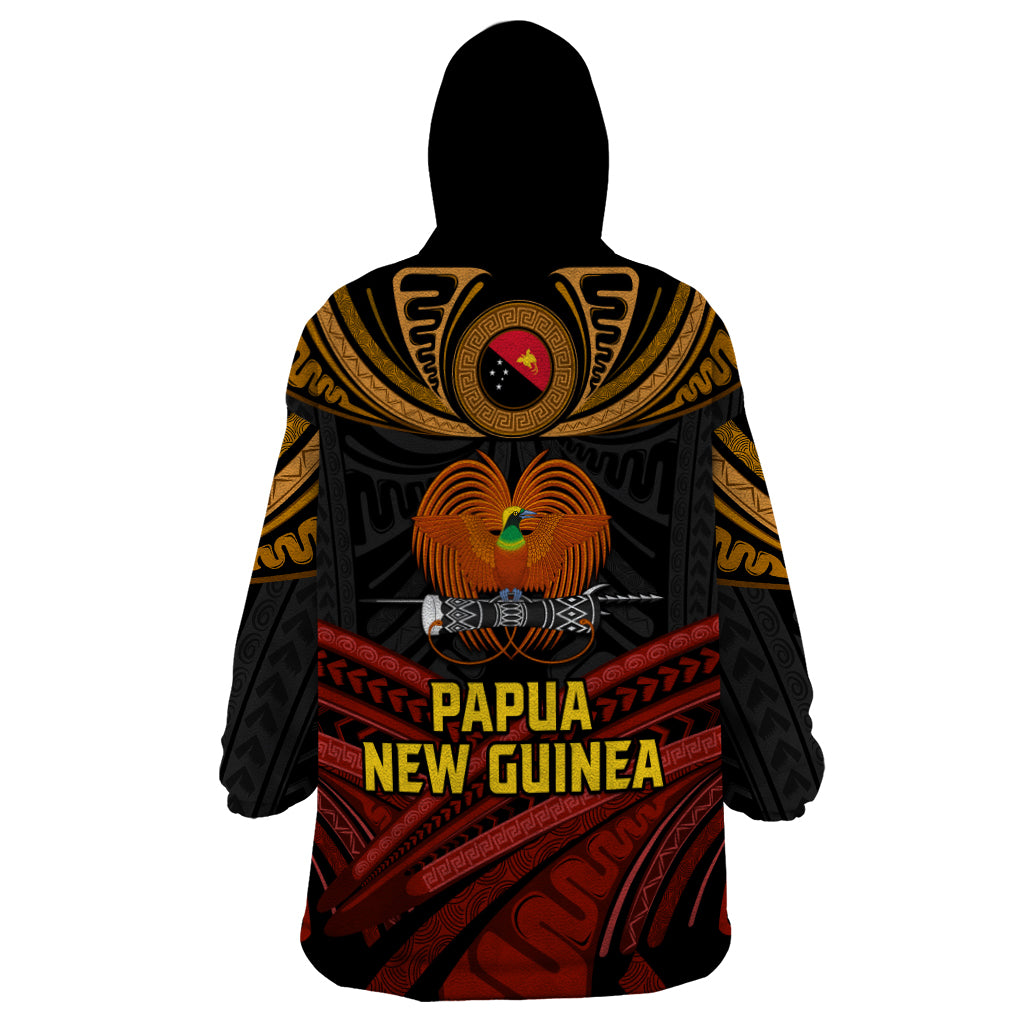 Papua New Guinea Bird-of-Paradise Wearable Blanket Hoodie Coat of Arms and Tribal Patterns LT03 - Polynesian Pride