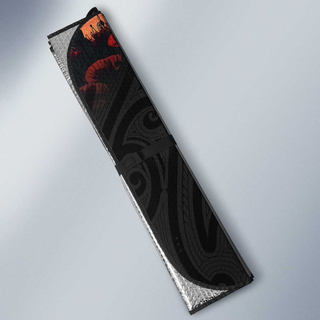 New Zealand and Australia ANZAC Day Auto Sun Shade Lest We Forget Indigenous and Maori Pattern