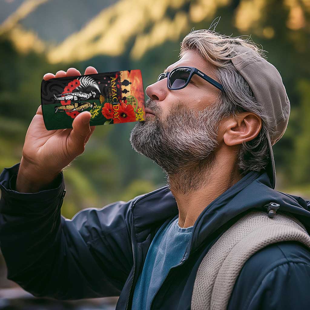 New Zealand and Australia ANZAC Day 4 in 1 Can Cooler Tumbler Lest We Forget Indigenous and Maori Pattern