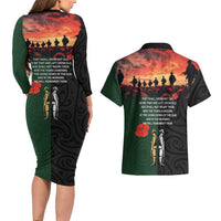 New Zealand and Australia ANZAC Day Couples Matching Long Sleeve Bodycon Dress and Hawaiian Shirt Lest We Forget Indigenous and Maori Pattern LT03 - Polynesian Pride