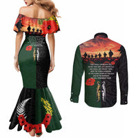 New Zealand and Australia ANZAC Day Couples Matching Mermaid Dress and Long Sleeve Button Shirt Lest We Forget Indigenous and Maori Pattern LT03 - Polynesian Pride