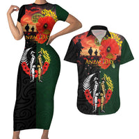 New Zealand and Australia ANZAC Day Couples Matching Short Sleeve Bodycon Dress and Hawaiian Shirt Lest We Forget Indigenous and Maori Pattern LT03 Multicolor - Polynesian Pride