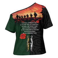 New Zealand and Australia ANZAC Day Cross Shoulder Shirt Lest We Forget Indigenous and Maori Pattern