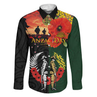 New Zealand and Australia ANZAC Day Family Matching Long Sleeve Bodycon Dress and Hawaiian Shirt Lest We Forget Indigenous and Maori Pattern