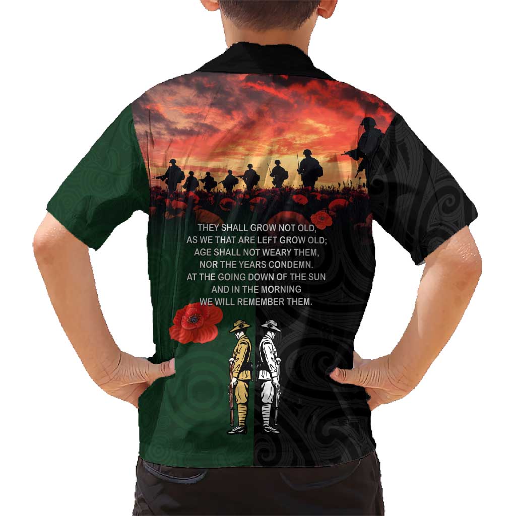 New Zealand and Australia ANZAC Day Family Matching Off Shoulder Maxi Dress and Hawaiian Shirt Lest We Forget Indigenous and Maori Pattern LT03 - Polynesian Pride