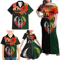 New Zealand and Australia ANZAC Day Family Matching Off Shoulder Maxi Dress and Hawaiian Shirt Lest We Forget Indigenous and Maori Pattern LT03 - Polynesian Pride