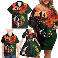New Zealand and Australia ANZAC Day Family Matching Off Shoulder Short Dress and Hawaiian Shirt Lest We Forget Indigenous and Maori Pattern LT03 - Polynesian Pride