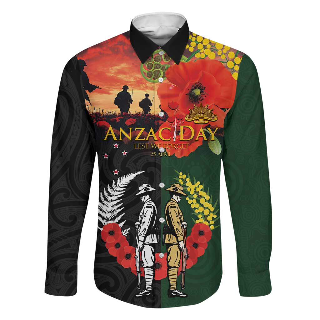New Zealand and Australia ANZAC Day Family Matching Puletasi and Hawaiian Shirt Lest We Forget Indigenous and Maori Pattern