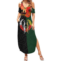 New Zealand and Australia ANZAC Day Family Matching Summer Maxi Dress and Hawaiian Shirt Lest We Forget Indigenous and Maori Pattern LT03 Mom's Dress Multicolor - Polynesian Pride