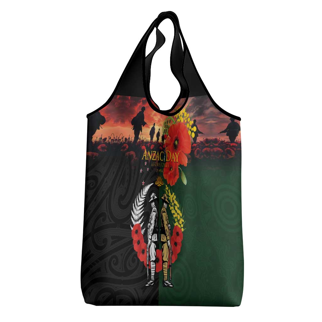 New Zealand and Australia ANZAC Day Grocery Bag Lest We Forget Indigenous and Maori Pattern