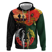 New Zealand and Australia ANZAC Day Hoodie Lest We Forget Indigenous and Maori Pattern